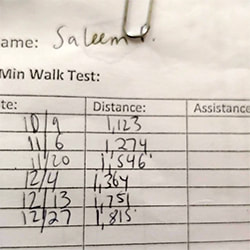 Physical therapy progress on 6 Minute Walk Test